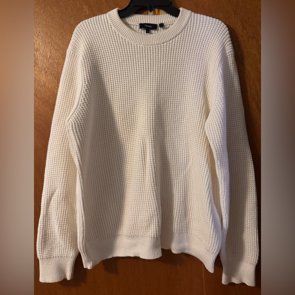 Theory Classic Men’s Cream Waffle Knit Sweater